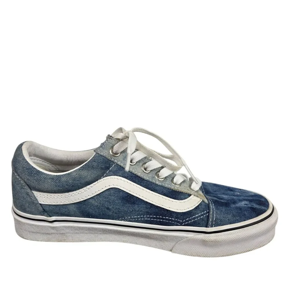 Vans Old Skool Acid Denim Skate Shoes Sneakers W 7.5 M 6 Blue White